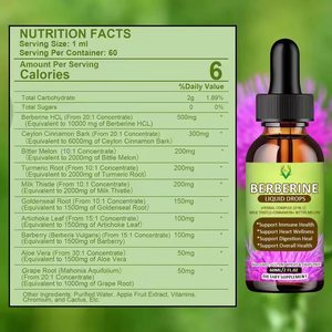 Gotas Líquidas de Berberina Vegana de Marca Privada, Suplemento de Extracto Herbal con Canela de Ceilán para la Salud Digestiva - Product Image 3