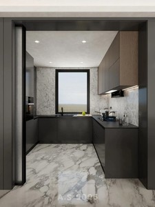 HAIYUE Mobile da Cucina Minimalista in Legno Grigio Scuro e Nero, Armadio da Cucina Modulare Personalizzato Senza Maniglie per Ristrutturazione Casa Open Space - Product Image 3