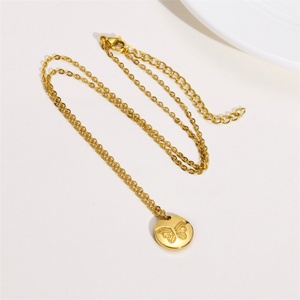 สร้อยคอจี้รูปผีเสื้อชุบทองคำ ดีไซน์มินิมอล ทำจากสแตนเลสสตีล - Product Image 4