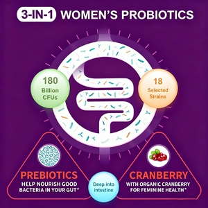 Cápsula probiótica das mulheres com 180 bilhões CFUs prebióticos orgânicos, extrato de <span class=keywords><strong>cranberry</strong></span> para PH Balance & saúde uretral - Product Image 2