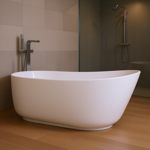 Baignoire ovale en surface solide de 67 pouces, baignoires modernes pour salle de bain - Product Image 2