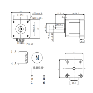 Motores paso a paso híbridos de 2 fases 1A 0.22Nm con controlador de 4 cables para impresora 3D, personalizados OEM de fábrica YPF, bajo precio - Product Image 4