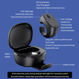 Télécommande Bluetooth 5.3 JX12 à anneau de défilement pour smartphones avec affichage numérique et fonction déclencheur/clic - Product Image 4