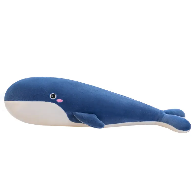 Brinquedo de pelúcia super macio de desenho animado de baleia, travesseiro de pelúcia de pelúcia grande peixe azul de pelúcia, animal marinho, venda imperdível