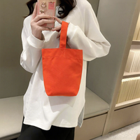 Petit sac fourre-tout en toile, mini sac à main, couleur unie, sac à main en toile simple, réutilisable, portable, sac de shopping pour un usage quotidien