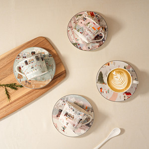 Juego de Tazas y Platos de Porcelana de Hueso de 220 ml, Diseño de Dibujos Animados, Ecológico, Portátil, para Café, Espresso y Té, Venta al por Mayor, <span class=keywords><strong>HEMERA</strong></span> Winter, OEM, ODM - Product Image 2