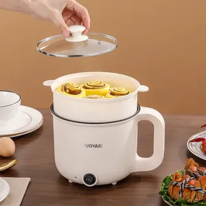 Panci masak listrik multifungsi, panci masak listrik portabel dengan pengukus PP dan 1.8 Liter Multi cooker untuk memasak nasi