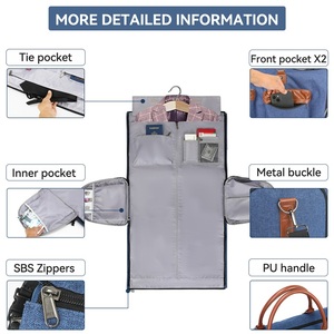 Bolsa de Viaje Plegable Impermeable para Trajes de <span class=keywords><strong>Hombre</strong></span> con Logotipo Personalizado, Bolsa de Lona Resistente para Equipaje de Negocios, Bolsa de Ropa de Cuero de Lujo - Product Image 5