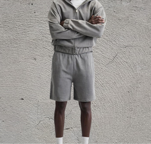 Chándal para hombre, chándal personalizado con logotipo, sudaderas con capucha y pantalones cortos informales con cremallera en blanco, conjuntos de dos piezas de verano - Product Image 1