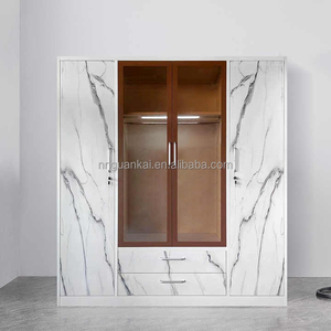 Nuova camera da letto in acciaio <span class=keywords><strong>armadio</strong></span> in metallo <span class=keywords><strong>armadio</strong></span> con <span class=keywords><strong>specchio</strong></span> scorrevole porta con luce - Product Image 5