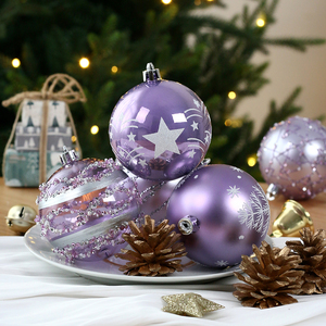 Palline di Natale Viola Lavanda 9 Pezzi 8cm Multi-Stile Glitter <span class=keywords><strong>Argento</strong></span> Infrangibili Palline Decorative per <span class=keywords><strong>Albero</strong></span> di Natale in PVC Confezione Regalo - Product Image 1