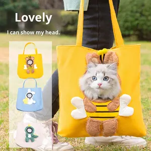 Borsa a <span class=keywords><strong>Tracolla</strong></span> Stile Cartone Animato per Gatti, Borsa per Cani Piccoli con Testa Esposta, Trasportino per Animali Domestici con Bottone - Product Image 1