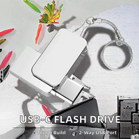 USB-C clé USB Mini 8GB/16GB/32GB/64GB double clé USB 2.0 clé USB OTG avec clé en métal pour iPhone 15/16 3.0 clé USB