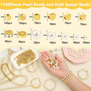 DIY Jewelry <b>Set</b> Pearl CCB <b>Beads</b> 24 Compartment For Bracelet Making With Star Heart Crown Shapes - Product Image 4