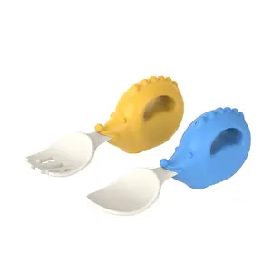 Safety food grade PPSU Material Animal Hedgehog shape tableware set OEM Service baby spoon and fork