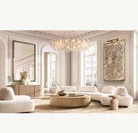 Italienischer Stil Leichter Luxus Casual Mikrofaser-Stoff Modernes Sofa-Set Unregelmäßiges Designer-Creme-Gebogenes Wohnzimmer-Villa-Sofa Klein