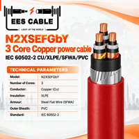 Câble N2XSEFGbY 3 conducteurs en cuivre, isolé XLPE, blindé avec bande de cuivre, armure en acier galvanisé, gaine en PVC, conforme à la norme IEC 60502-2