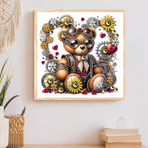 Pittura Diamante Creativa Personalizzata 30x30cm a Forma di Orso per Decorazione Soggiorno, Pittura Diamante a Forma Speciale con Cristalli per Decorazione Murale - Product Image 4