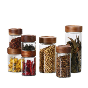 Recipiente de Vidrio Hermético al por Mayor de Fábrica con Tapa de Madera de Acacia, Frasco Transparente de Borosilicato para Almacenamiento de Alimentos Secos para Cocina - Product Image 2