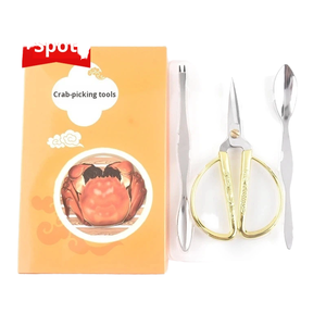 Juego de herramientas para comer cangrejo de ocho piezas, de acero inoxidable, sostenible, Apto para lavavajillas y horno seguro, tijeras de garra de cangrejo, tenedor, pelador de conchas peladas - Product Image 1