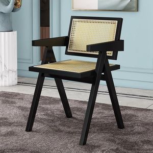 Replica di Sedia in Rattan Stile Vintage: Poltrona <span class=keywords><strong>Pierre</strong></span> in Rattan con Braccioli, Sedia da Pranzo Nordica in Rattan, Poltrona da Salotto - Product Image 1