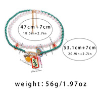 Mode bulk OEM ODM dubbelstrengige kralen choker ketting dames turquoise zaadkraal parel emaille bloem fruit charme kettingen