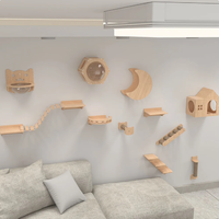 Meubles muraux modernes de luxe écologiques, étagères murales flottantes en bois pour chat, hamac en sisal, perchoirs, carton emballé