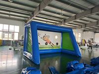 QIQU Jeu de football interactif 5x5m avec zone de saut et trous cibles, but de football gonflable pour gardien de but