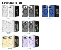 Coque de téléphone magnétique rotative à 360 degrés avec support pour iPhone Duo 360, couleurs bleu foncé et transparent, vente en gros