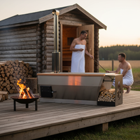Vapasauna Fabricant Direct Sauna Extérieur en Acier Inoxydable et Bois Massif pour 2 Personnes, Bain de Vapeur à Tube de Chaleur, Chauffage Rapide, Vente en Gros