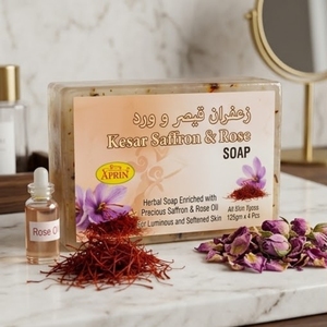 Afrin Kesar Saffron and <b>Rose</b> Herbal <b>Soap</b> Natural Skin Brightening Luxury Bar Enriched with Pure Oils Luminous Glow - Product Image 2