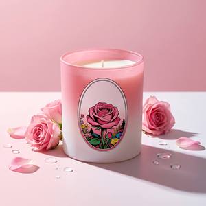 Vela de cera de soja perfumada en frasco de vidrio con ilustración floral vintage de lujo para decoración del hogar con efecto degradado, venta al por mayor, etiqueta privada, a granel. - Product Image 1