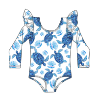 Maillot de bain une pièce pour filles Ruidian OEM, bretelles halter, manches à volants, 6M-16T, impression personnalisée, tissu extensible doux, vêtements de plage