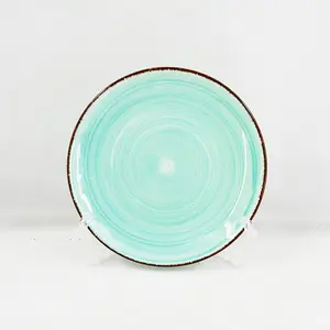 Échantillon disponible vaisselle d'hôtel en céramique écologique motif végétal assiette de peinture <span class=keywords><strong>à</strong></span> <span class=keywords><strong>tarte</strong></span> vente en gros - Product Image 1