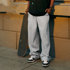 Wholesale Custom Logo Unisex Casual <strong>Joggers</strong> Women Wide <strong>Leg</strong> Pants French Terry Trousers <strong>Men</strong> Sweatpants - Product Image 2