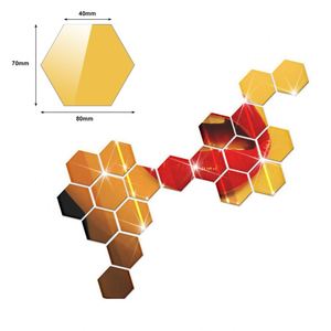 Hexagon <b>Mirror</b> Wall Stickers Acrylic Self Adhesive Mosaic <b>Tiles</b> Sticker Decals Gold for DIY Bedroom Bathroom Home Decor - Product Image 6