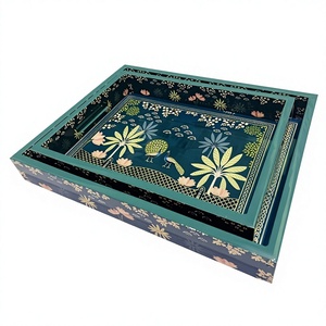 ถาดเสิร์ฟไม้ MDF ลายมีนา พรีเมียม หรูหรา คลาสสิก พร้อมหูจับ สำหรับใช้ในบ้าน งานแต่งงาน และร้านอาหาร - Product Image 4