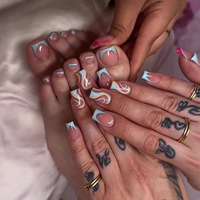 Elegante Juego de Uñas Postizas Acrílicas Hechas a Mano, Estilo Simple, Proveedor OEM ODM