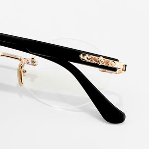 Nuevas Monturas de <span class=keywords><strong>Gafas</strong></span> para Hombre de Diseño Especial sin Montura con Lentes Ópticas de Prescripción en Negro y Dorado, Marca de Lujo Y2k, Pedidos en Línea - Product Image 4