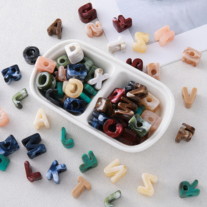 Perles en plastique acrylique bicolores effet marbre jade, à grand trou, lettres <span class=keywords><strong>alphabet</strong></span> épaisses, pour porte-clés et chaînes <span class=keywords><strong>de</strong></span> téléphone portable DIY - Product Image 1