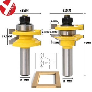 7 #   Set di 3 Frese per Router in Carburo di Tungsteno con Gambo Rotondo da 1/2'' per Porte e Pannelli, Utensili per <span class=keywords><strong>Lavorazione</strong></span> del <span class=keywords><strong>Legno</strong></span> - Product Image 5