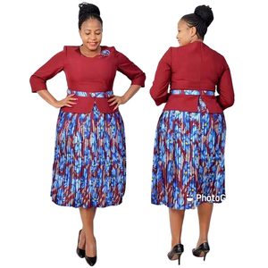 Women Clothing Business Skirt Floral Print Pleated Skirt Dress Plus Size Women Dress African Church Dress Turkish Wears - Product Image 1