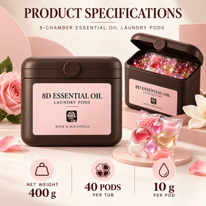 UPO Capsules de lessive jetables 8-en-1 aux huiles essentielles, parfum floral Rose & Magnolia, détergent longue durée 400g - Product Image 6