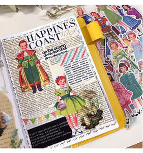 Europa y los Estados Unidos viento Retro papel muñecas Linda niña niño princesa modelos mano cuenta pegatinas diario álbum creativo - Product Image 6