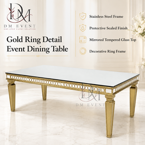 Elegante Mesa de Banquete Rectangular de Acero Inoxidable con Tapa de Espejo, Delantal Recortado y Patas Cónicas al por Mayor - Product Image 1