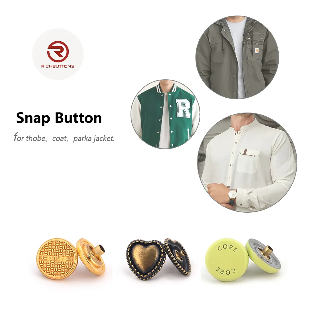 Garment Buttons Brand Customized Logo Fastener Prong Square Metal Thobe Snap Buttons