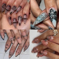 Breloques pour nail art transfrontalières très populaires : décorations pour ongles gothiques punk, dark metal, Y2K et accessoires pour ongles à presser