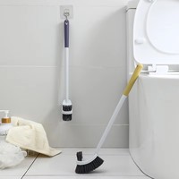 Brosse de toilette courbée murale sans support, poils durables, brosse de 20 pouces pour le nettoyage de la salle de bain, jaune