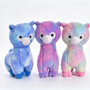 Trio de peluches lama pastel personnalisées, ensemble de jouets alpaca colorés, ensemble de peluches lama debout - Product Image 4