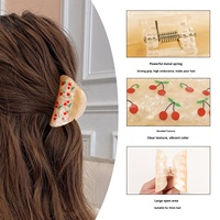 Pince à cheveux élégante style coréen en cerisier fait main, pince requin, épingle à cheveux, accessoire de coiffure personnalisé avec logo pour femmes, pour chignons arrière